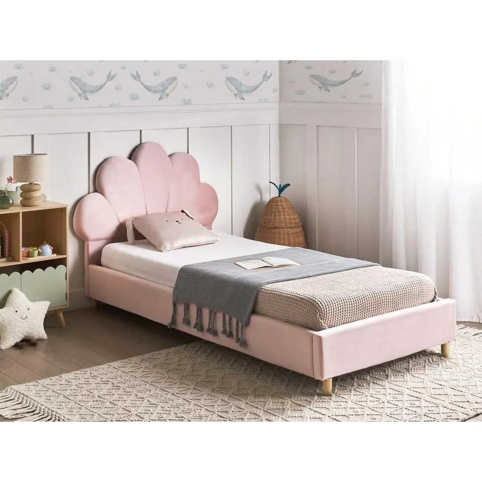 NEULISE - Eenpersoonsbed - Roze - 90 x 200 cm - Fluweel