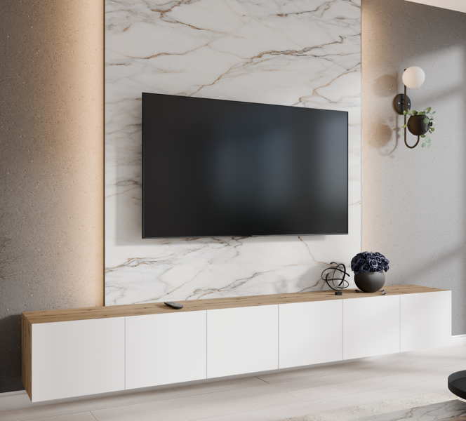 Szafka RTV LION 300 zamknięta pod telewizor, do salonu-artisan biały
