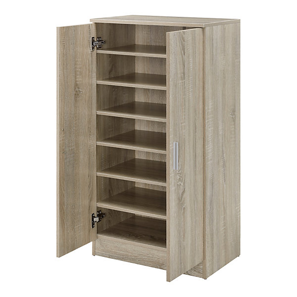 Meuble à Chaussure avec 7 Surfaces de Stockage 108 x 55 x 35 cm Effet Chêne en.casa