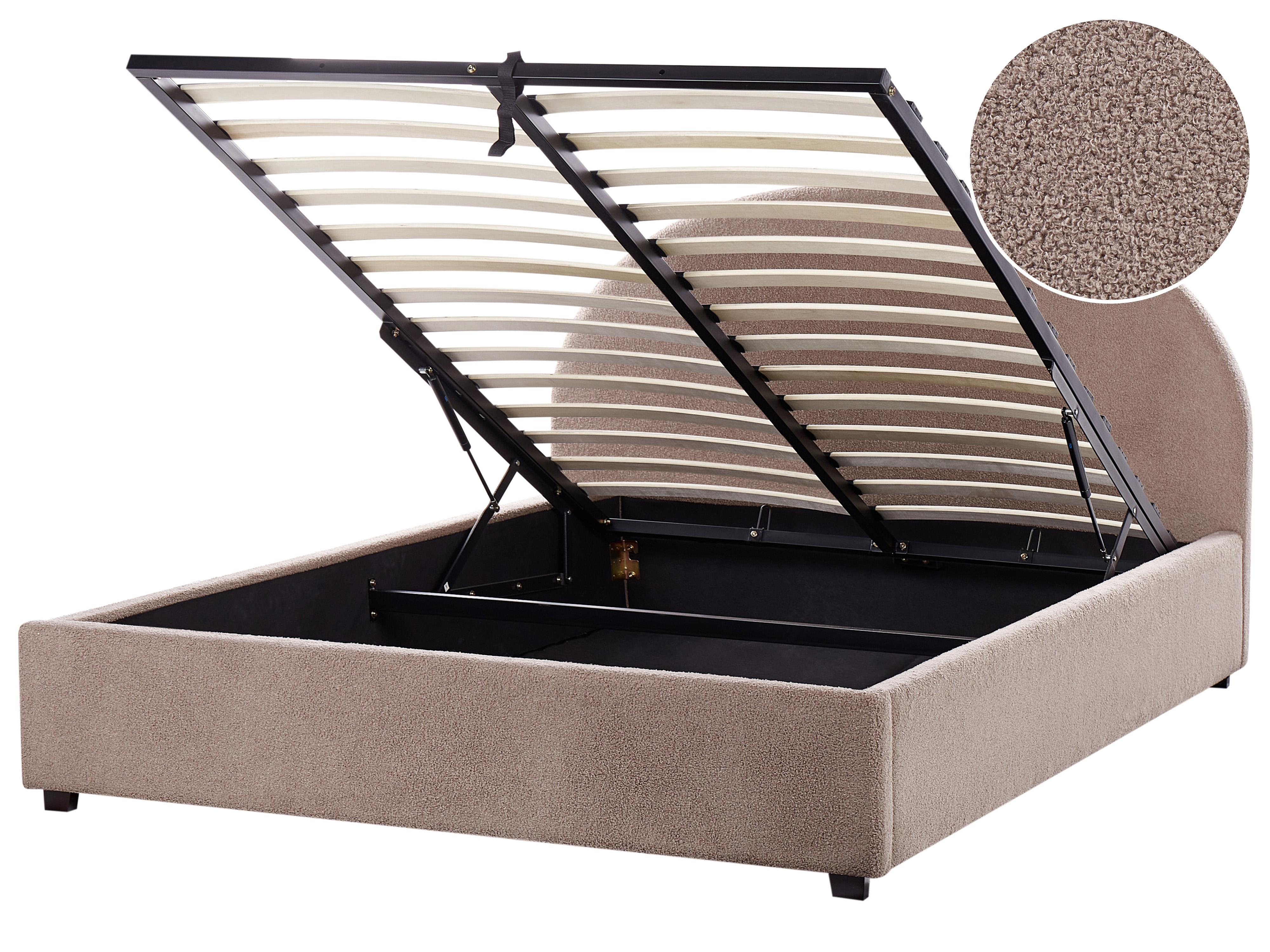 Ottoman Bed Boucle VAUCLUSE 160 x 200 cm (EU King Size) Taupe