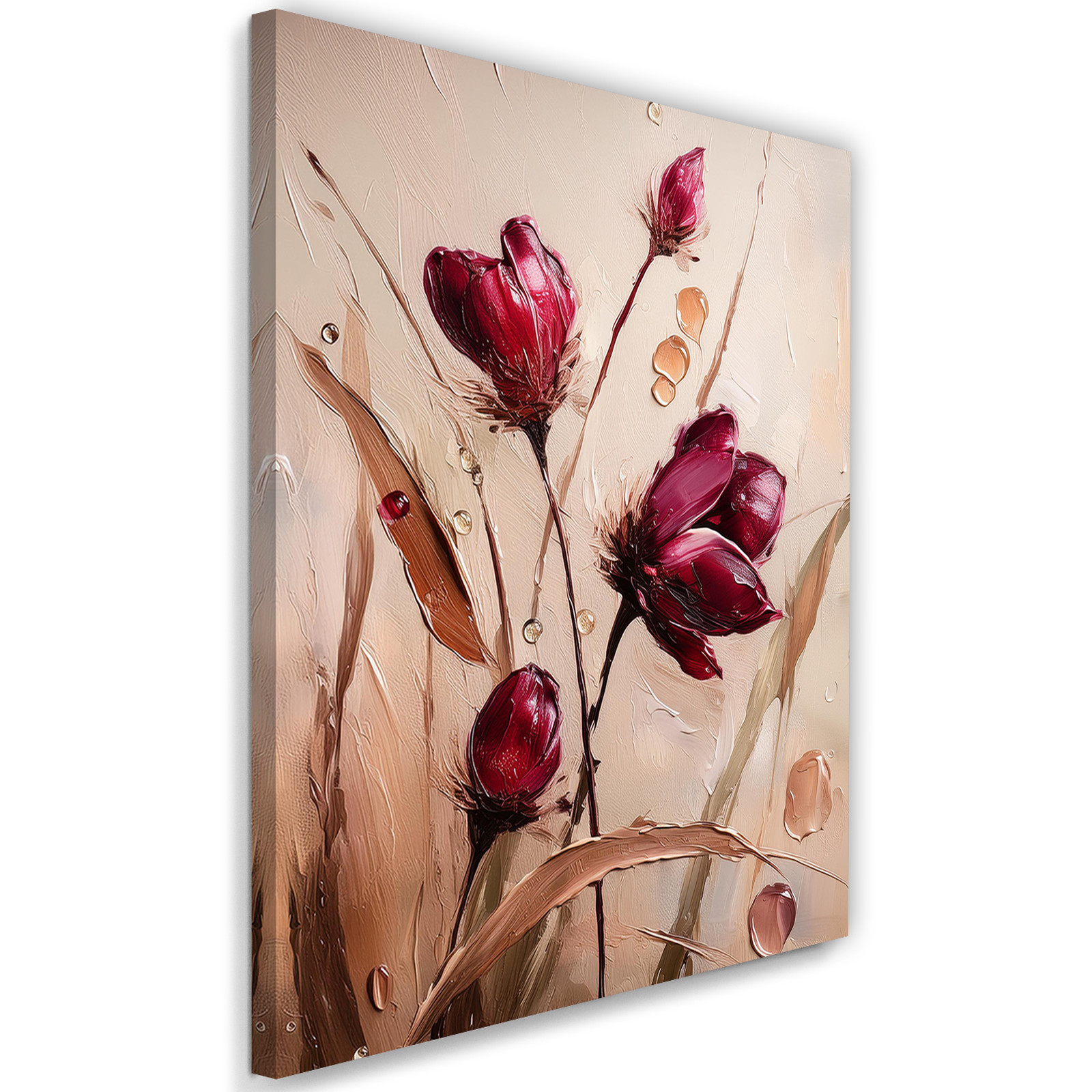 Feeby Obraz na płótnie, Maki Łąka Natura Kwiaty Burgundowy 40x60