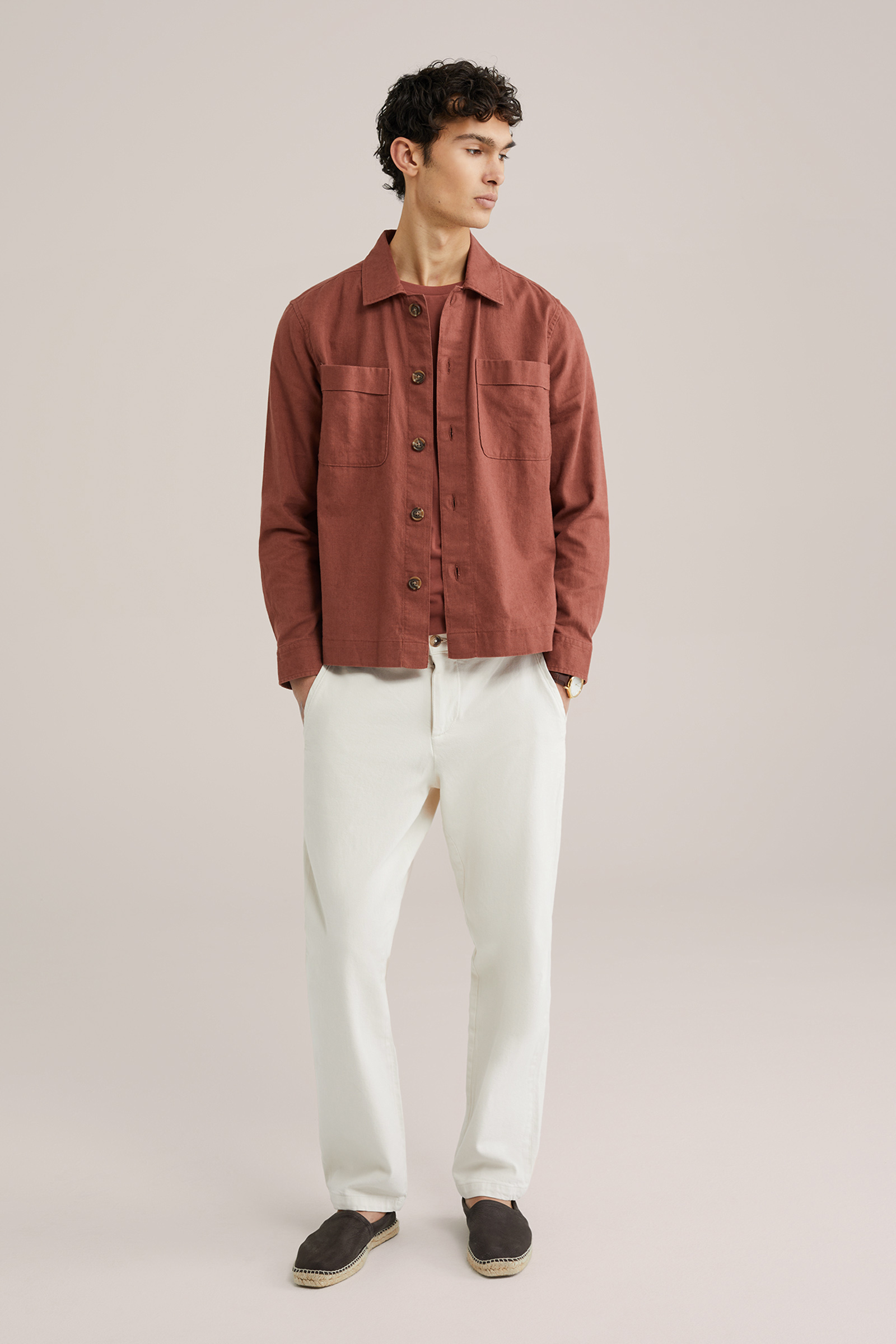 Heren Regular fit overshirt van linnenmix