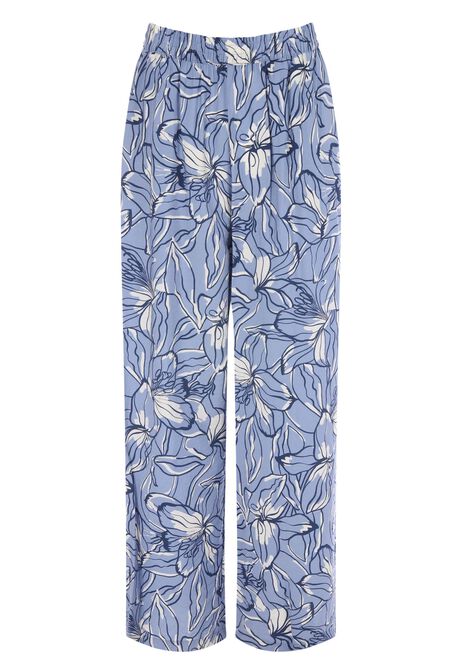 Womens Blue Floral Airflow Wide Leg Trousers