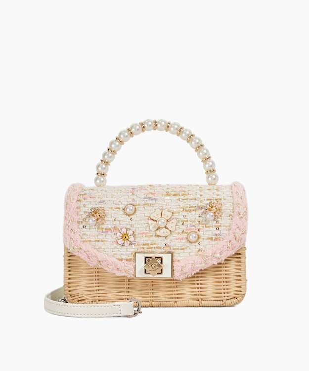Blooms Blush - Boucle and Floral Cross Body Bag