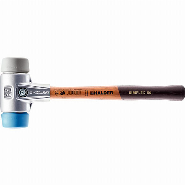 Maillet HALDER SIMPLEX TPE souple/TPE moyen boîtier aluminium manche bois D40 mm 3113.040