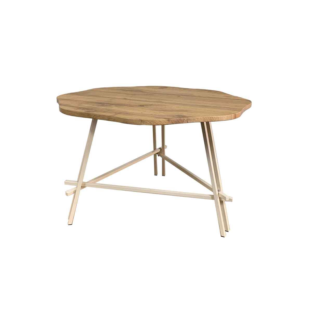 Mesa de apoio KUNOY bege com pernas brancas