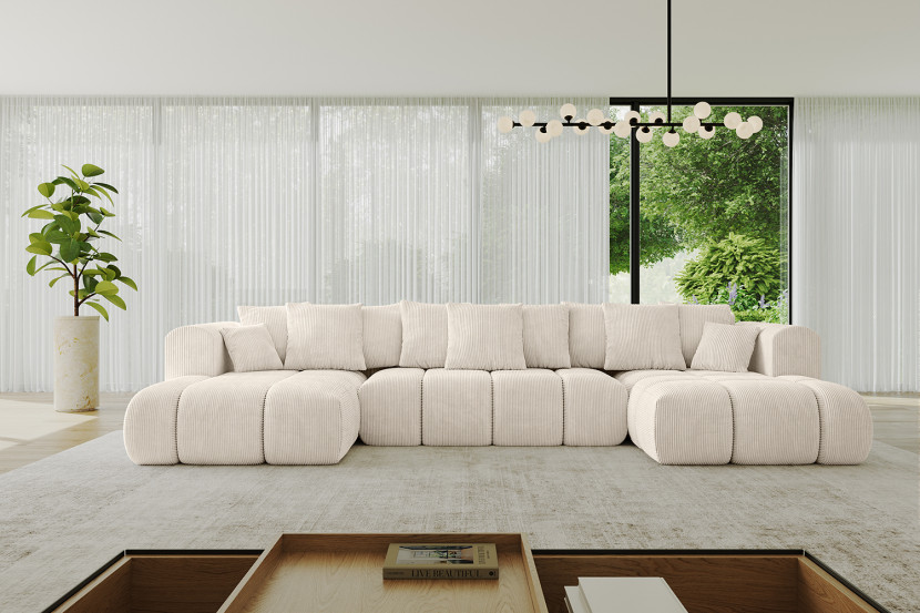 Narożnik uniwersalny z funkcją spania CLOUD-U-v1 405x185x90 cm Beżowy