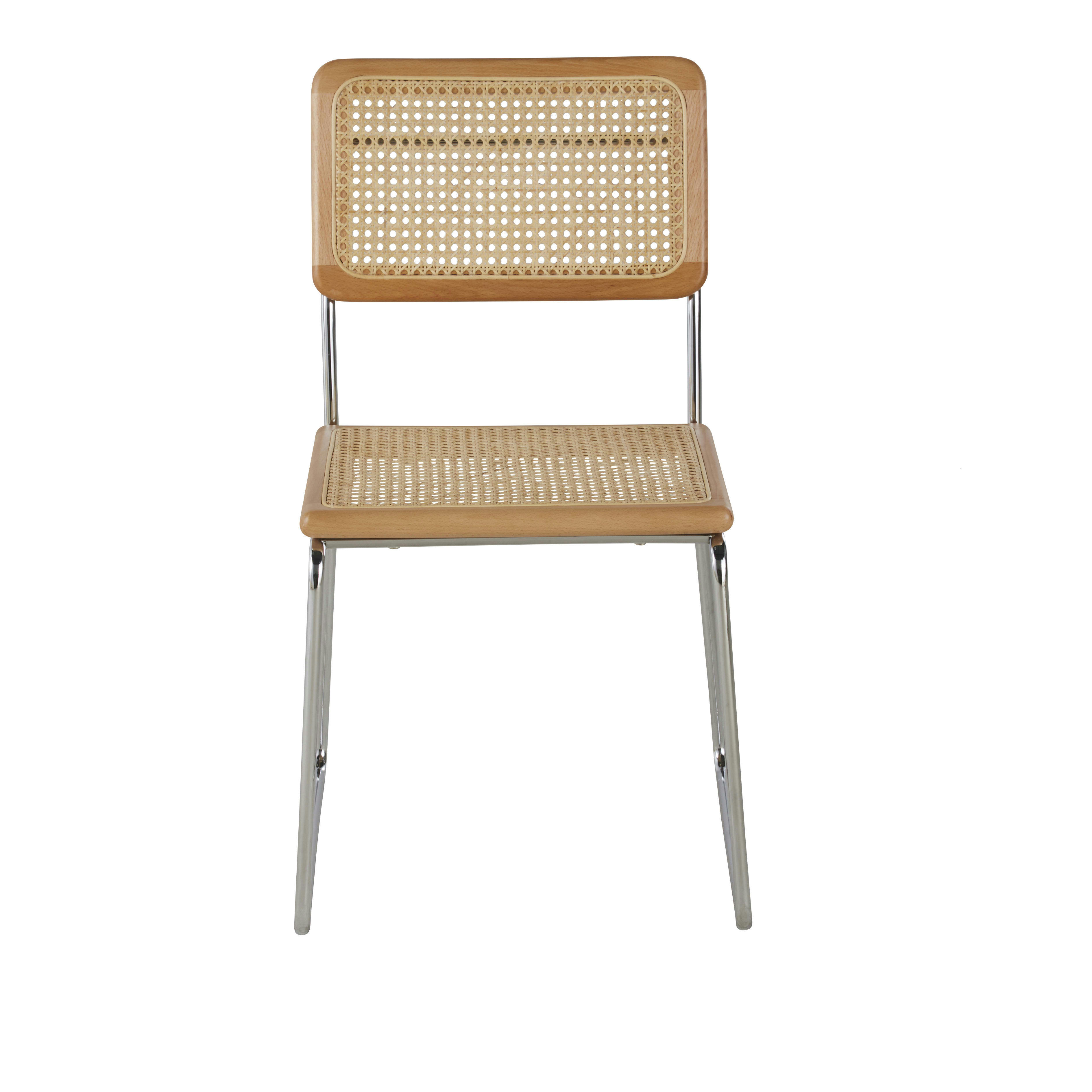 Rosae - Chaise cannage en rotin et métal argenté