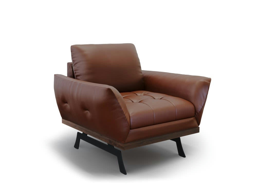OLIVIER - Fauteuil 1 place en cuir marron