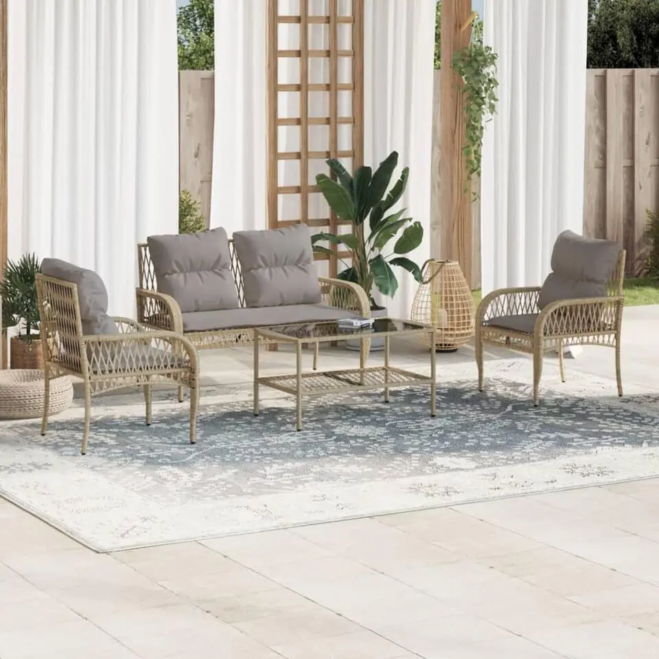 vidaXL - Loungeset - Beige - Poly rattan