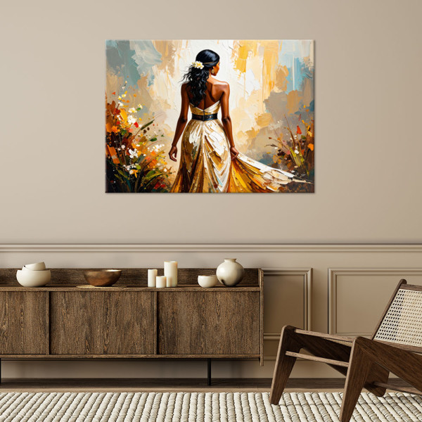 Obraz nowoczesny do salonu sypialni, Abstrakcja Modna Kobieta w sukni 60x40