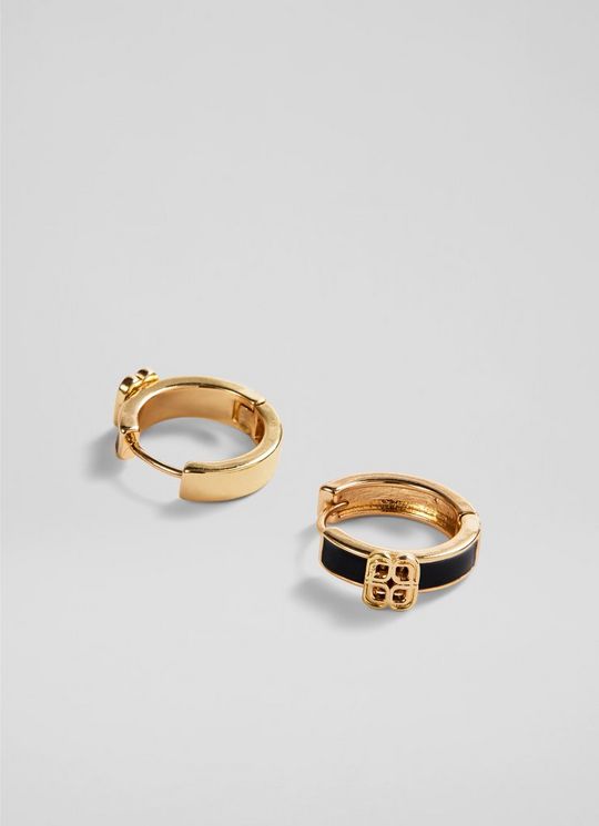 Juni Black Logo Earrings