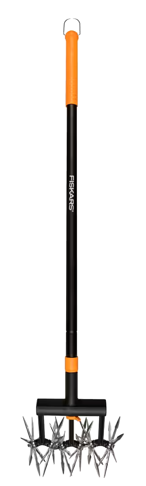 Fiskars Steel Extended Reach 6-Wheeel Rotary Cultivator with Telescoping Handle