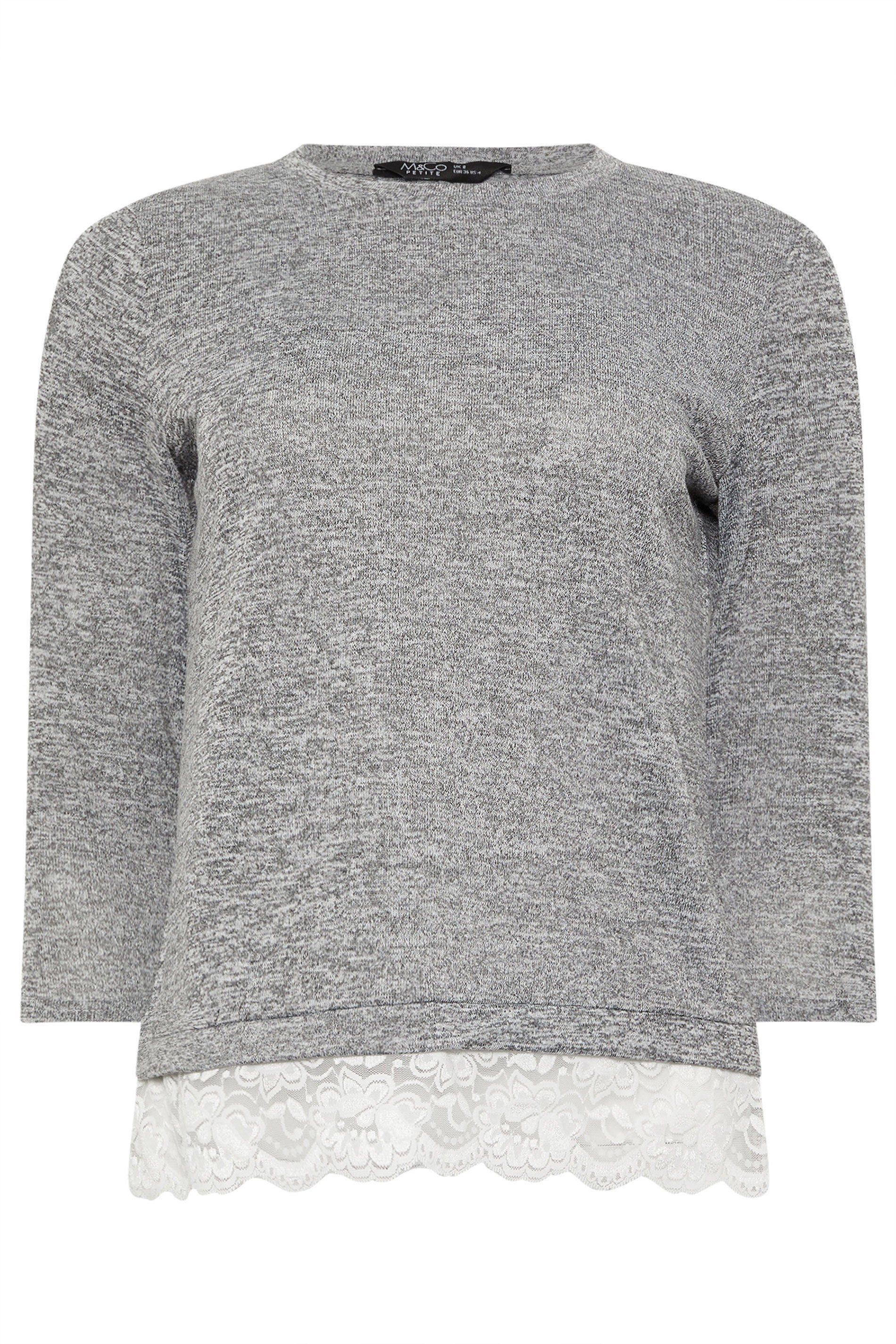 M&Co Petite Lace Hem Top