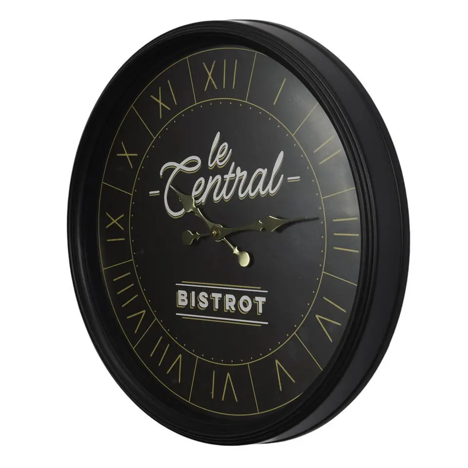 Home deco factory Wandklok Vintage bistro - zwart - D50 cm