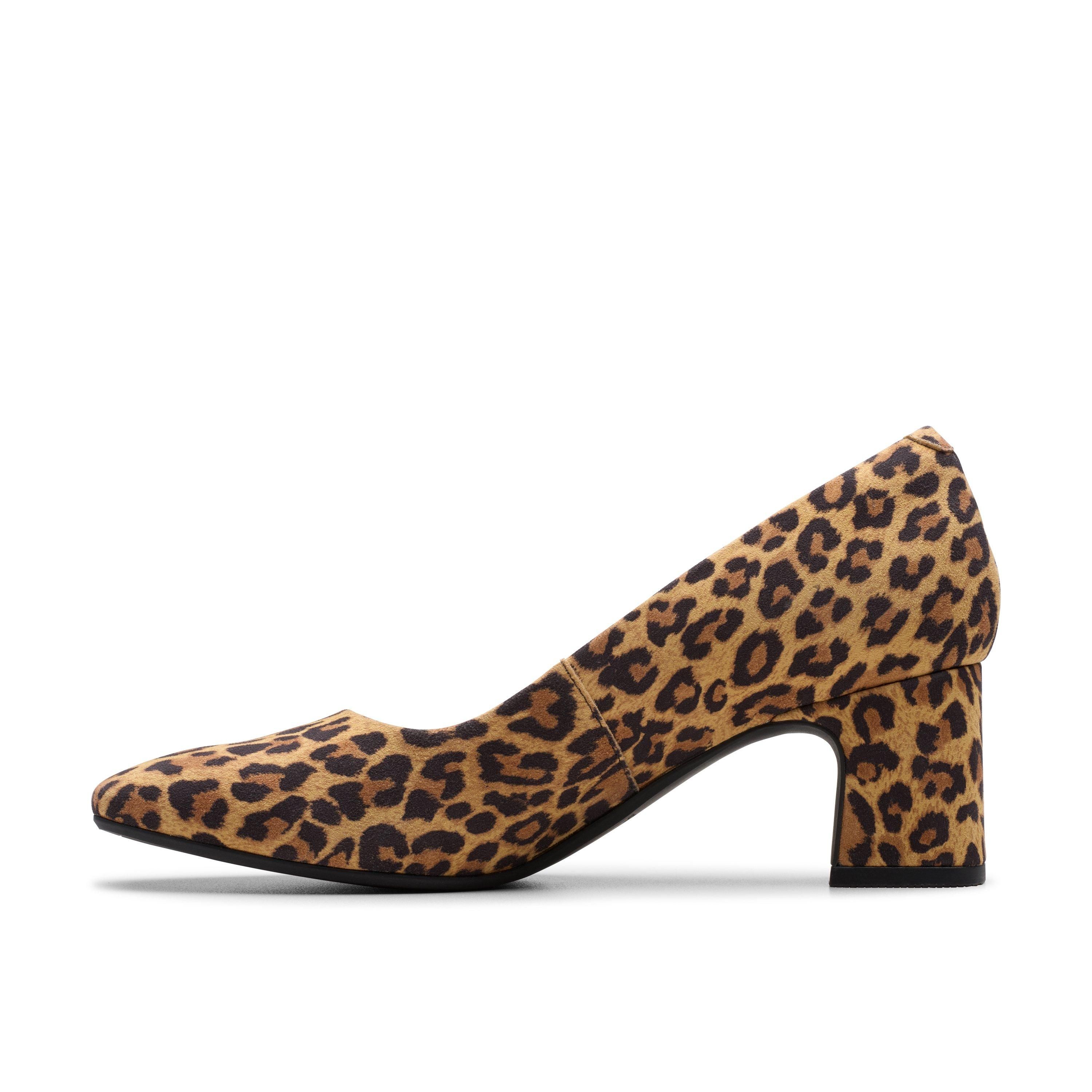Clarks Fernie Court Leopard Suede Court Shoes,Pumps,Slip Ons,Heels