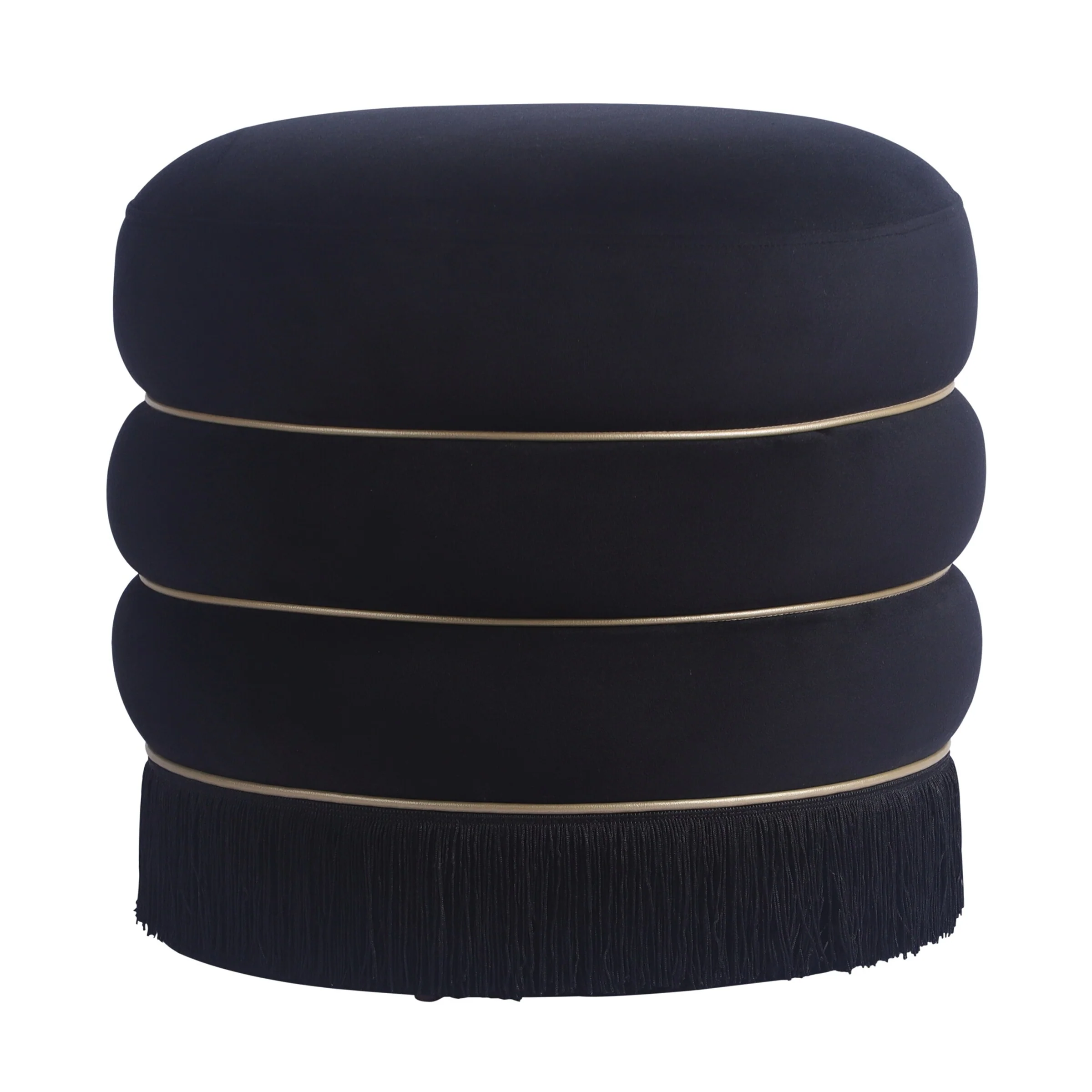 Harp & Finial Chandra Ottoman with Boucle Upholstery