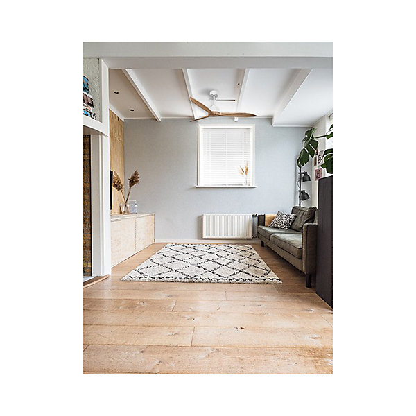 Modulo Latino Slim - Super destratificateur et ventilateur DC 132 cm blanc pales bois clair idéal 26 à 40 m²