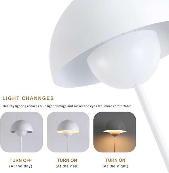 Lampe sur Pied au Design Nordique Blanc Classique avec Abat-Jour et Base Parabolique Douille E27 pour Salon Salle à Manger Chambre
