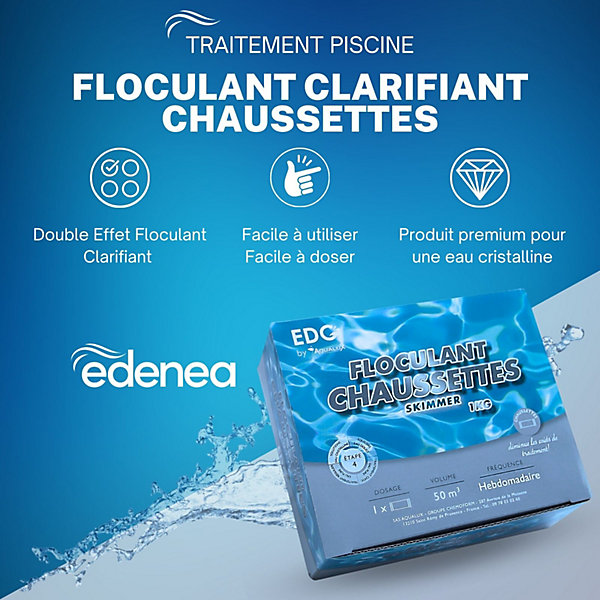 Chaussettes Floculantes Piscine - La boite - 8 Cartouches 125 g1kg - Sous Sachet Perméable Intissé - Double Effet Floculant