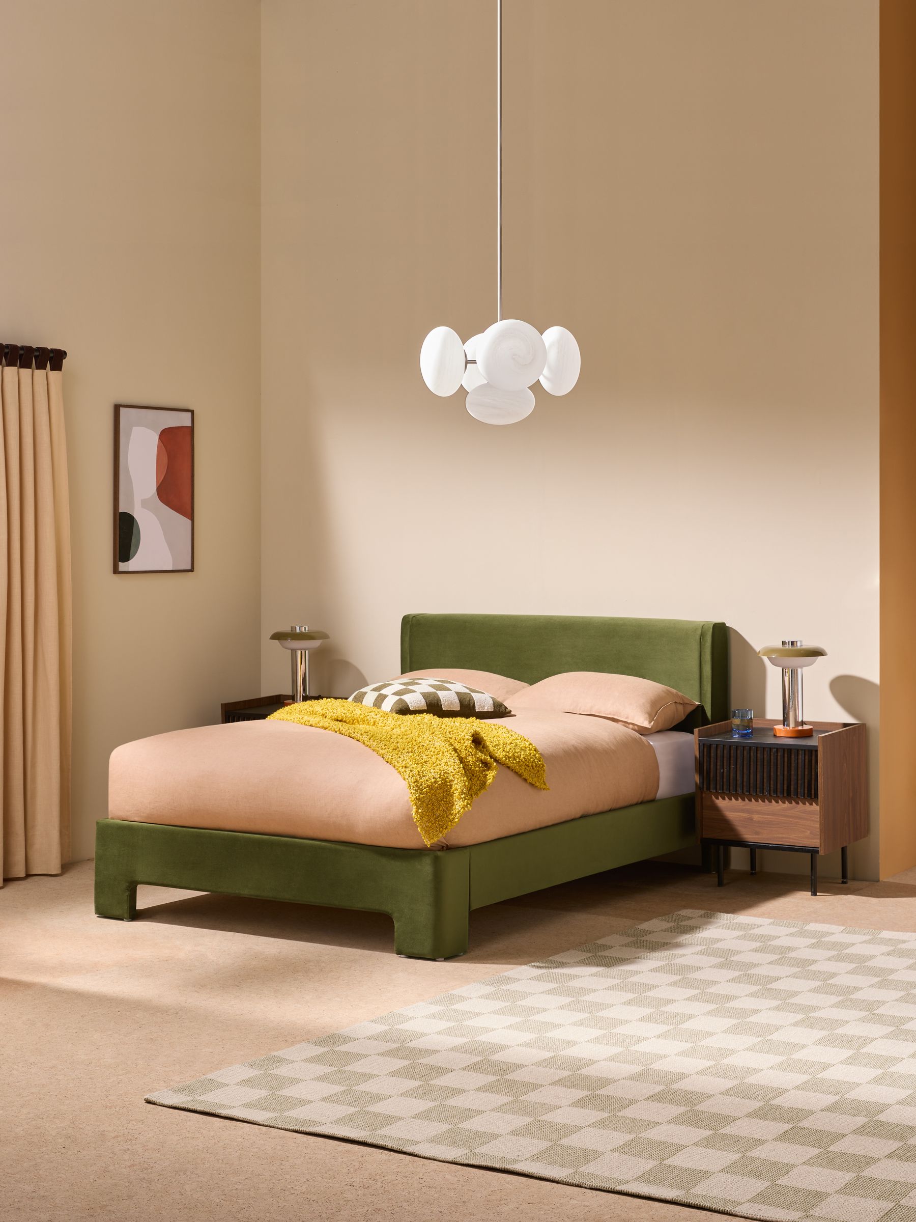 Leonora Ottoman Storage Bed in Velvet Pistachio Green