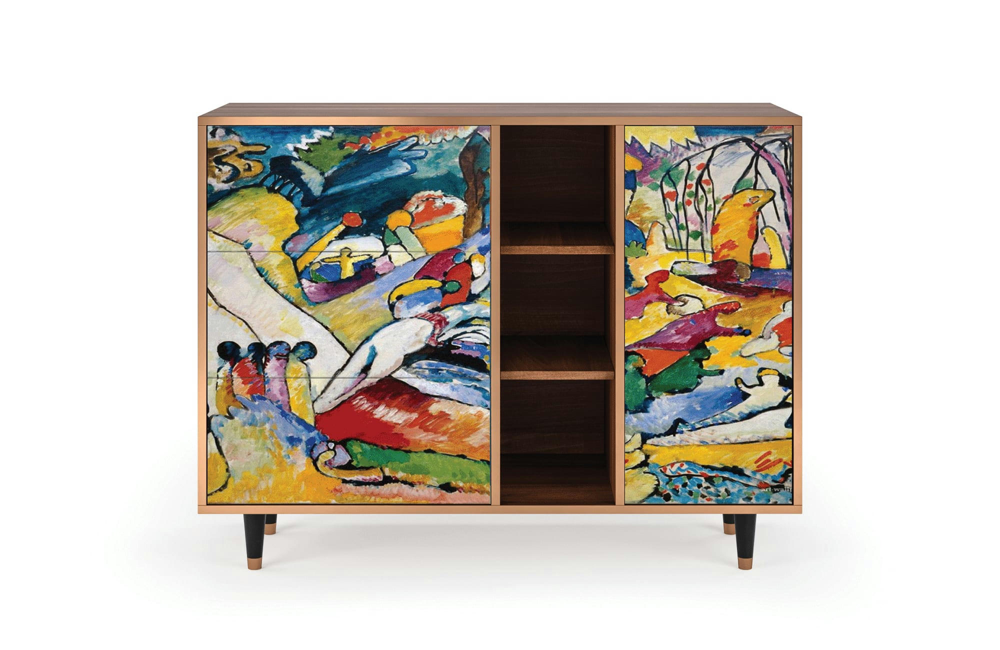 IMPROVISATION 26 BY WASSILY KANDINSKY - Buffet  multicolore 3 tiroirs et 1 porte L 125 cm