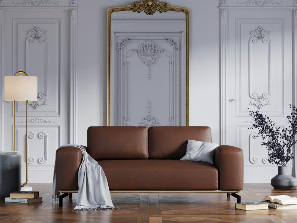 MARC - Canapé 2 places en cuir cognac