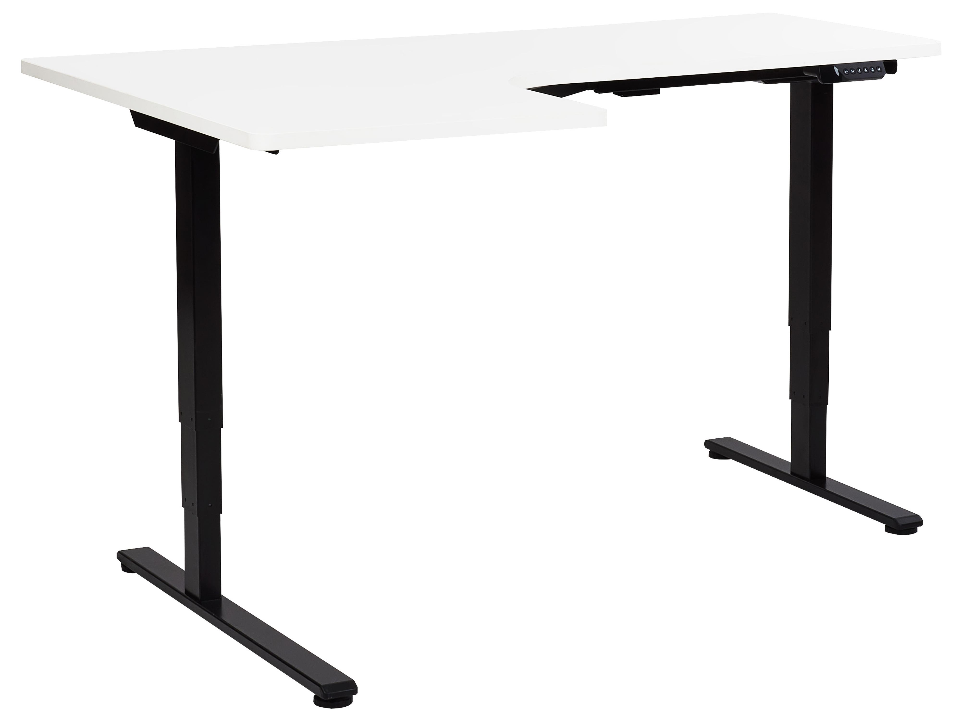 Electric Adjustable Corner Desk DESTINES White/ Black 160 cm 109 cm Left Hand