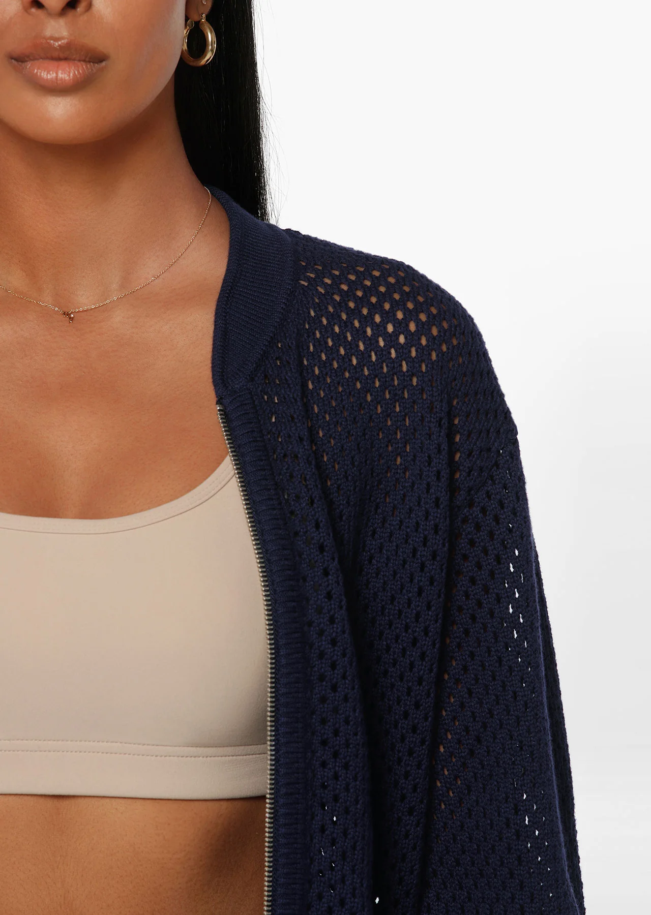 Contrast Knit Sports Zip Thru