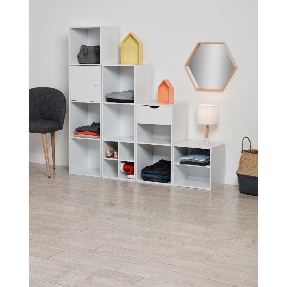 Structure Box Cube 2 cases 35,2x30x69,2cm bois blanc