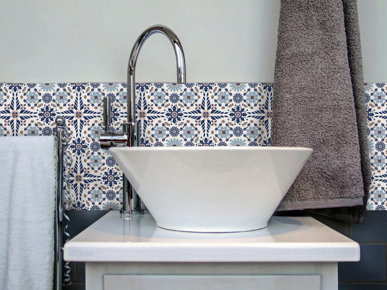 LISBONNE - Crédence adhésive bleu azur 400x40cm