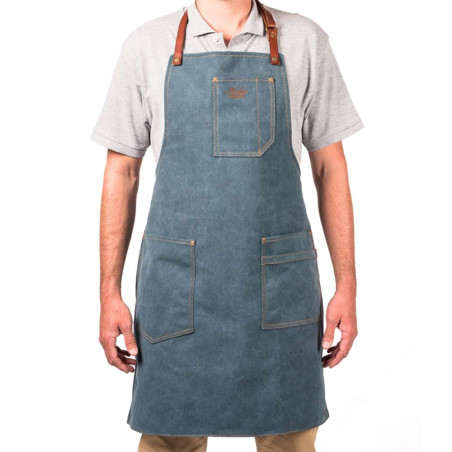 Tablier barbecue en coton et cuir n°325 Denim foncé - Alaskan Maker
