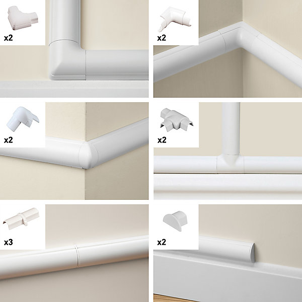 Multi-pack d'accessoires pour goulotte D-Line blanche 16 x 8 mm