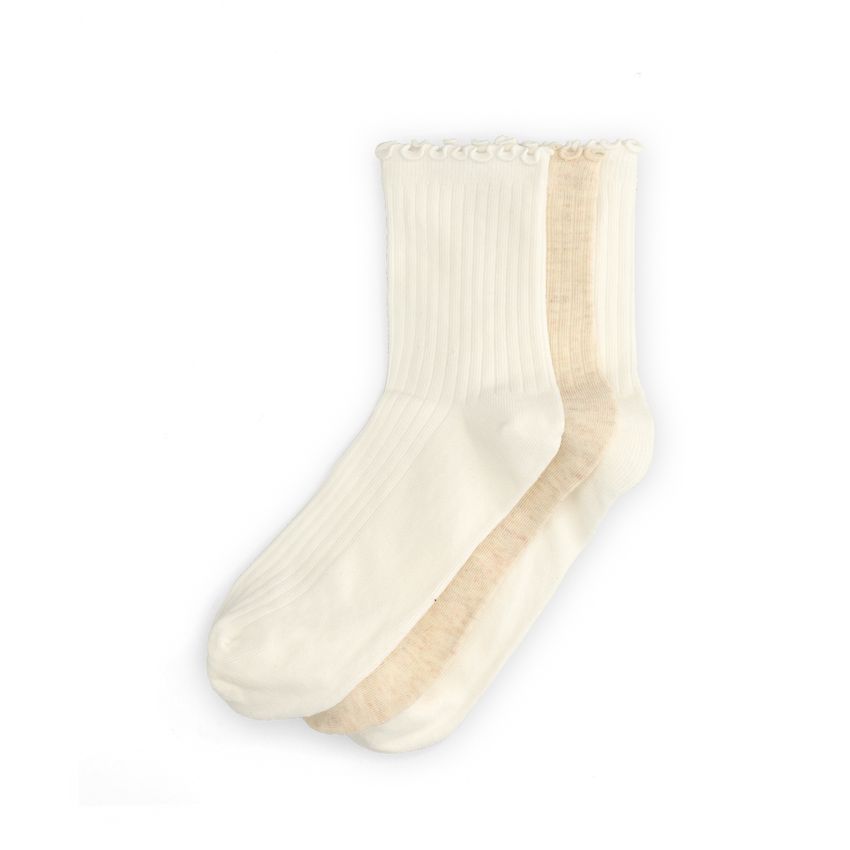 Manfield Beige 3-pack sokken met ribbel randje