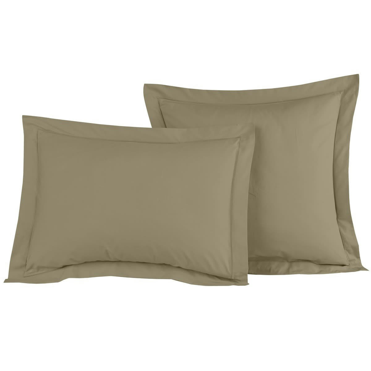 SOFT PERCALE - Lot de 2 taies d'oreiller en percale de coton taupe 65x65 cm