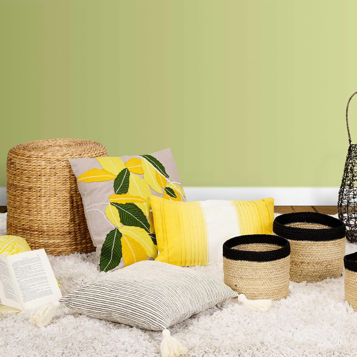 FRESH - Housse de coussin en coton et feutre 50x50