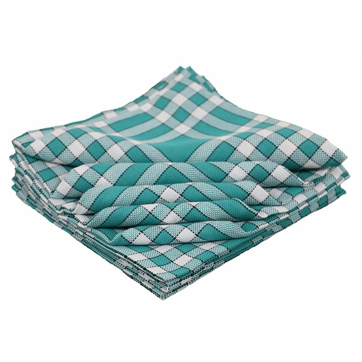 LOT DE 10 NELLY - Lot de 10 serviettes de tables carreaux vichy en coton vert