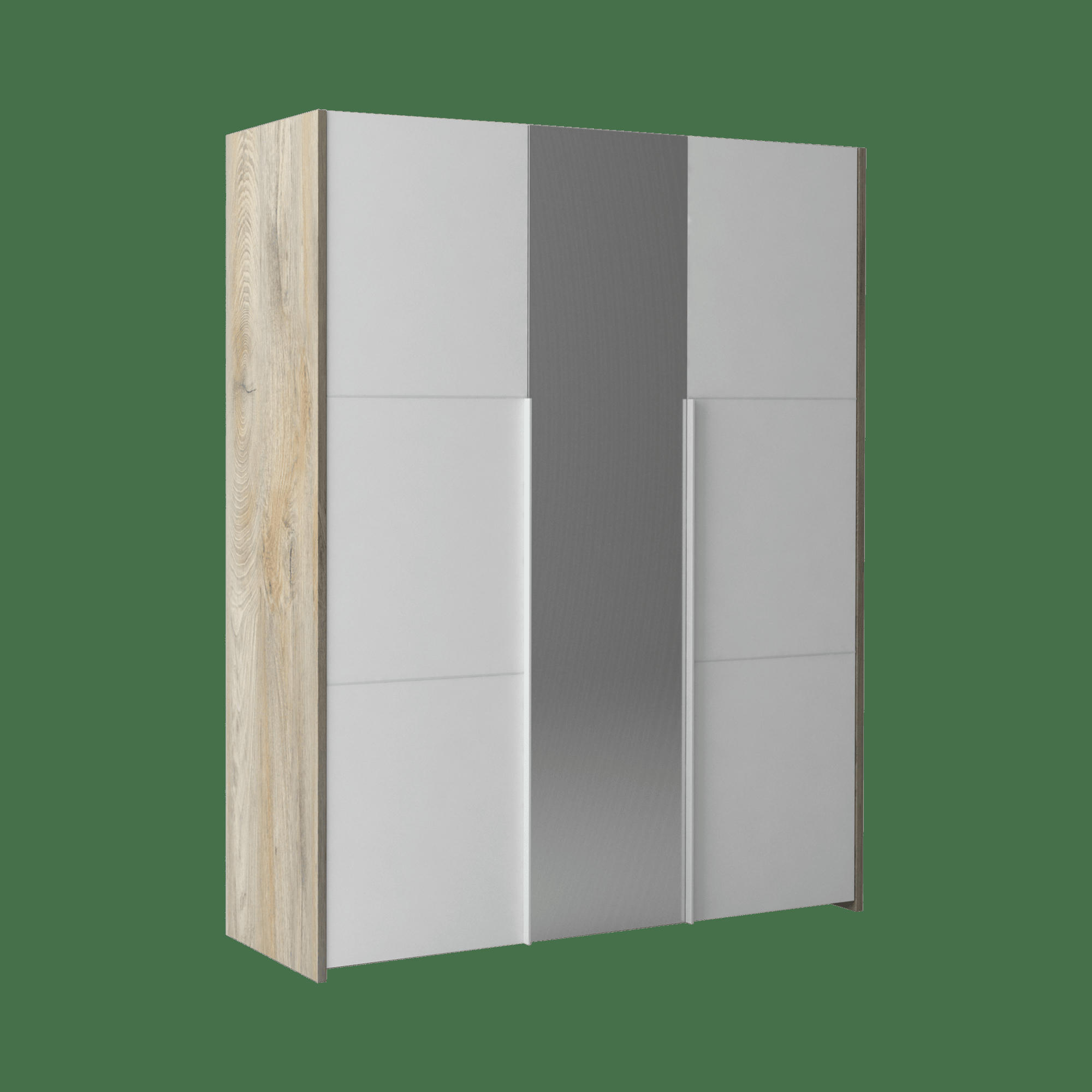 SANDRA - Armoire 3 portes avec 1 miroir effet bois