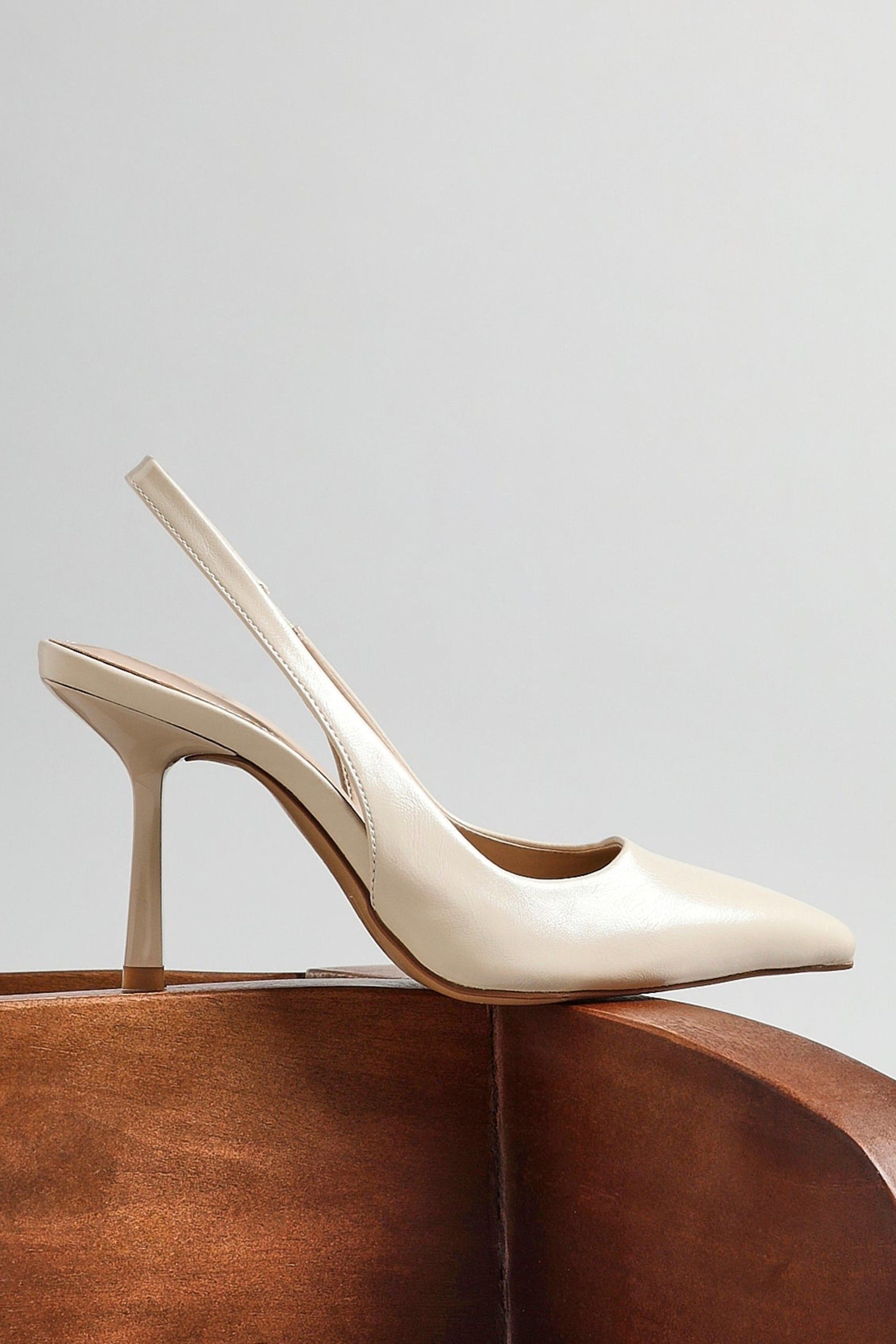 Linzi Dash Nude Faux Leather Court Heels