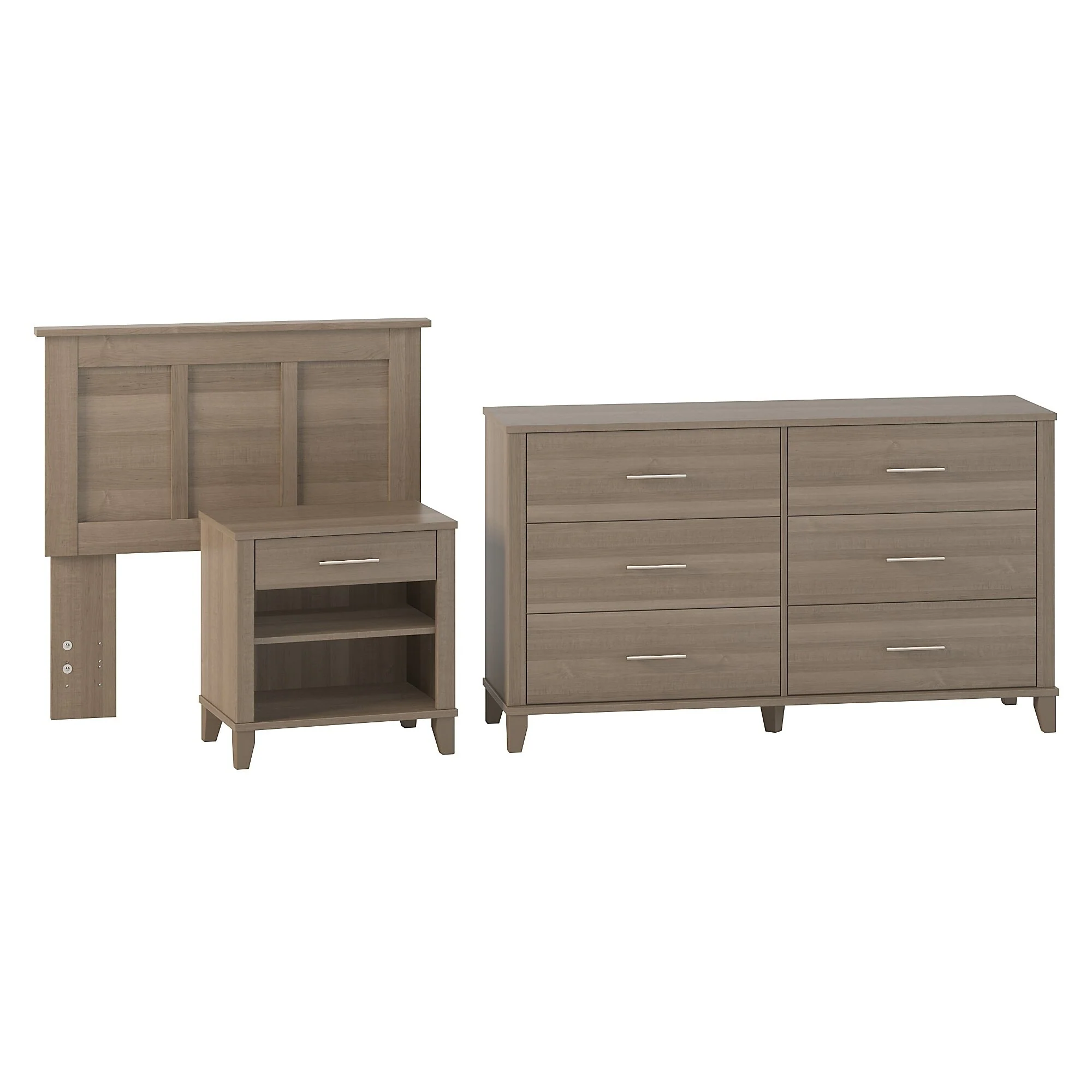 Somerset Twin Size Headboard with Dresser and Nightstand