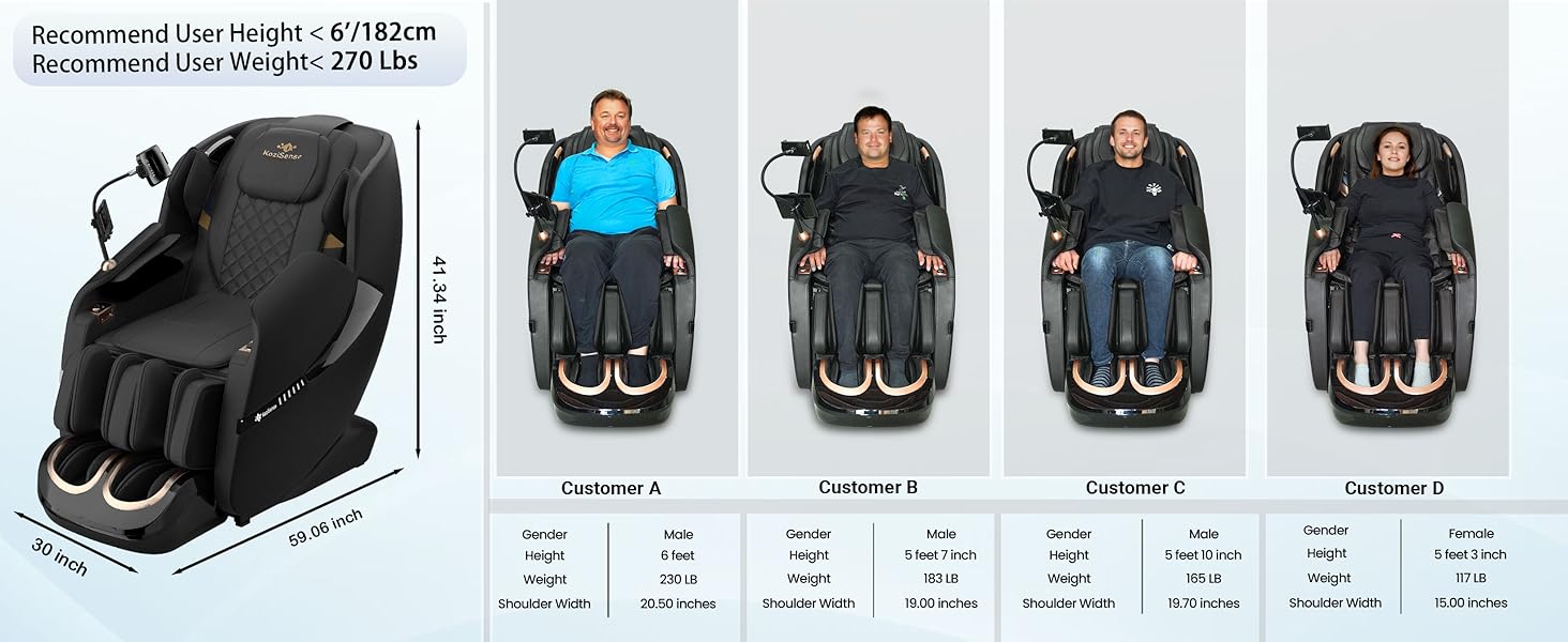 massage chair size