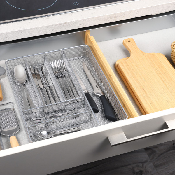 Metalowy organizer do szuflady na sztućce 6 przegródek loft industrialny