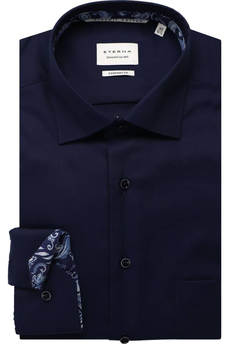 ETERNA Comfort Fit Hemd marine, Strukturiert (extra langer Arm)