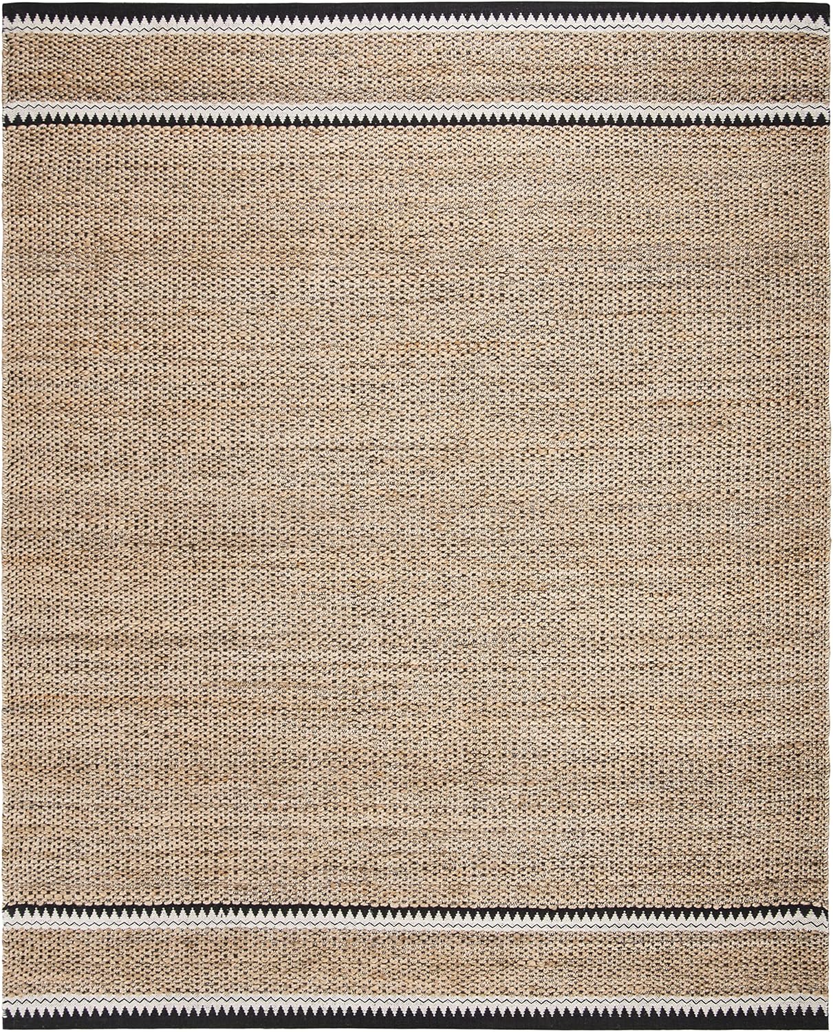 SAFAVIEH Natural Fiber Collection Area Rug - 9' x 12', Natural & Black, Handmade Farmhouse Boho Coastal Rustic Jute, Ideal for High Traffic Areas in Living Room, Bedroom (NF874B)