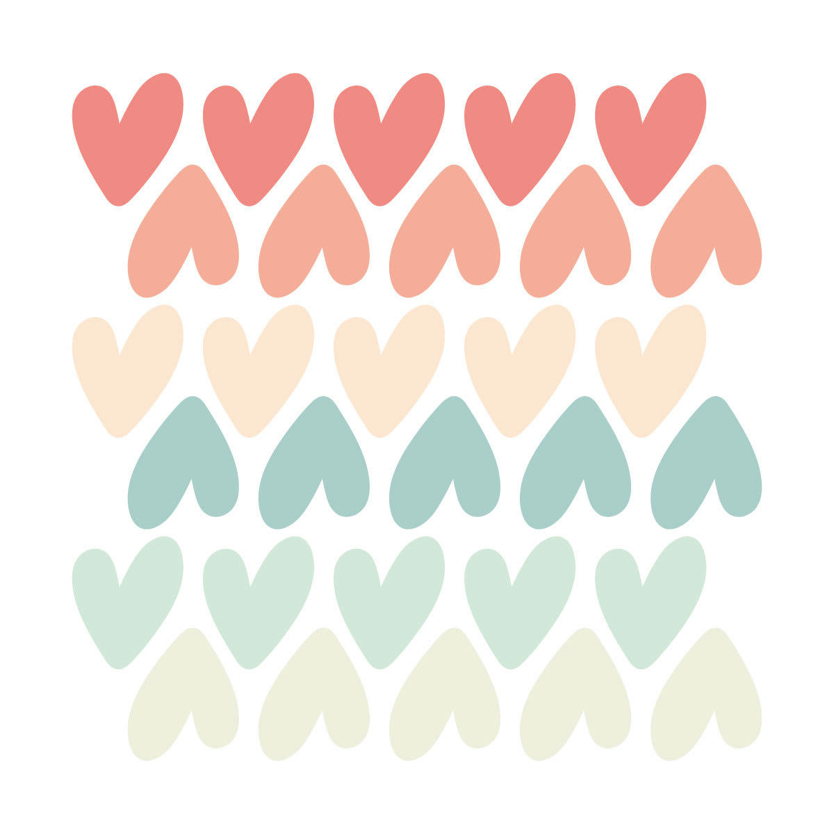 RAINBOWS3 - Stickers muraux en vinyle petits coeurs pêche et vert