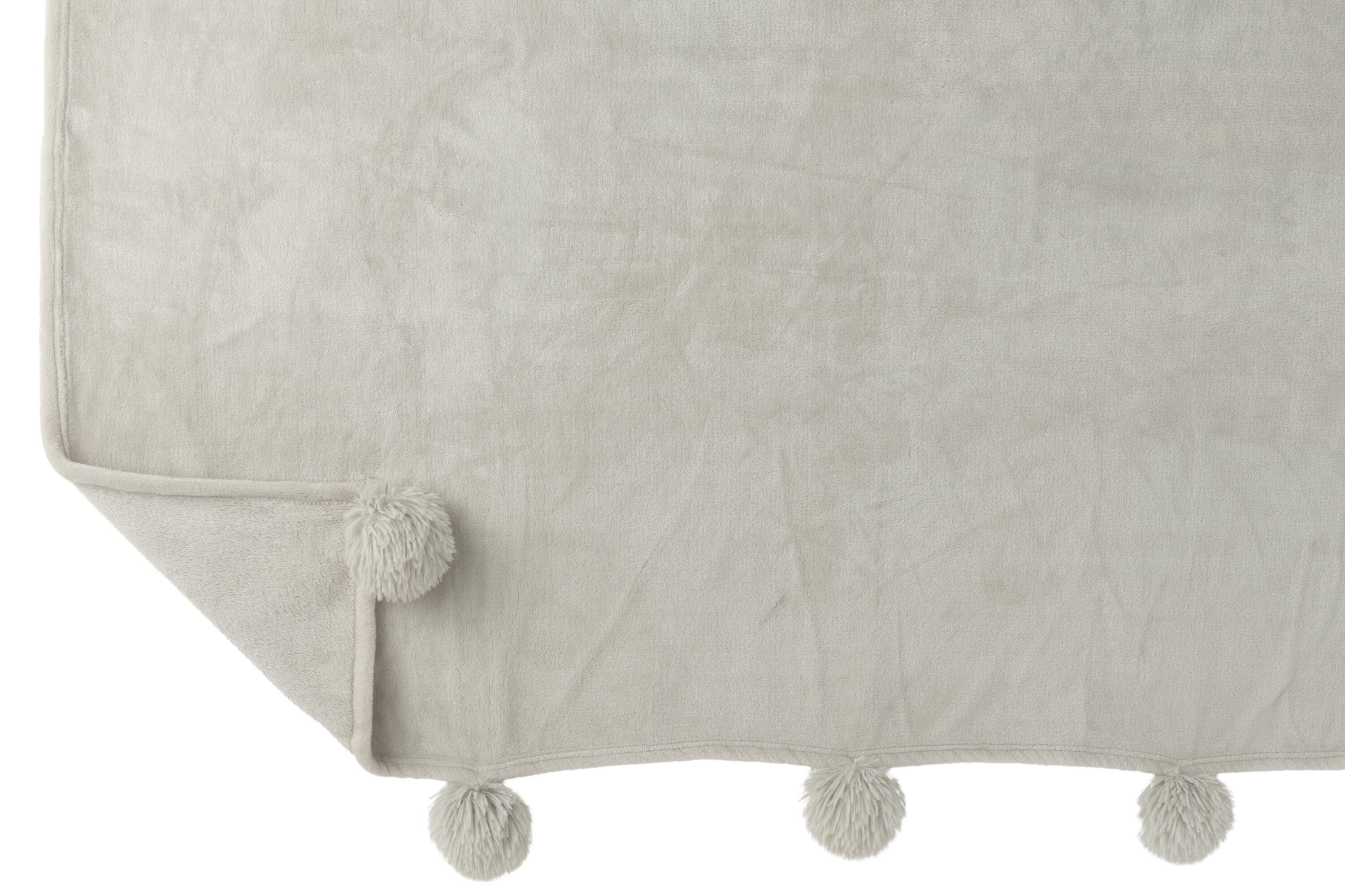 J-Line plaid Pompom - polyester - lichtgrijs - 170 x 130 cm