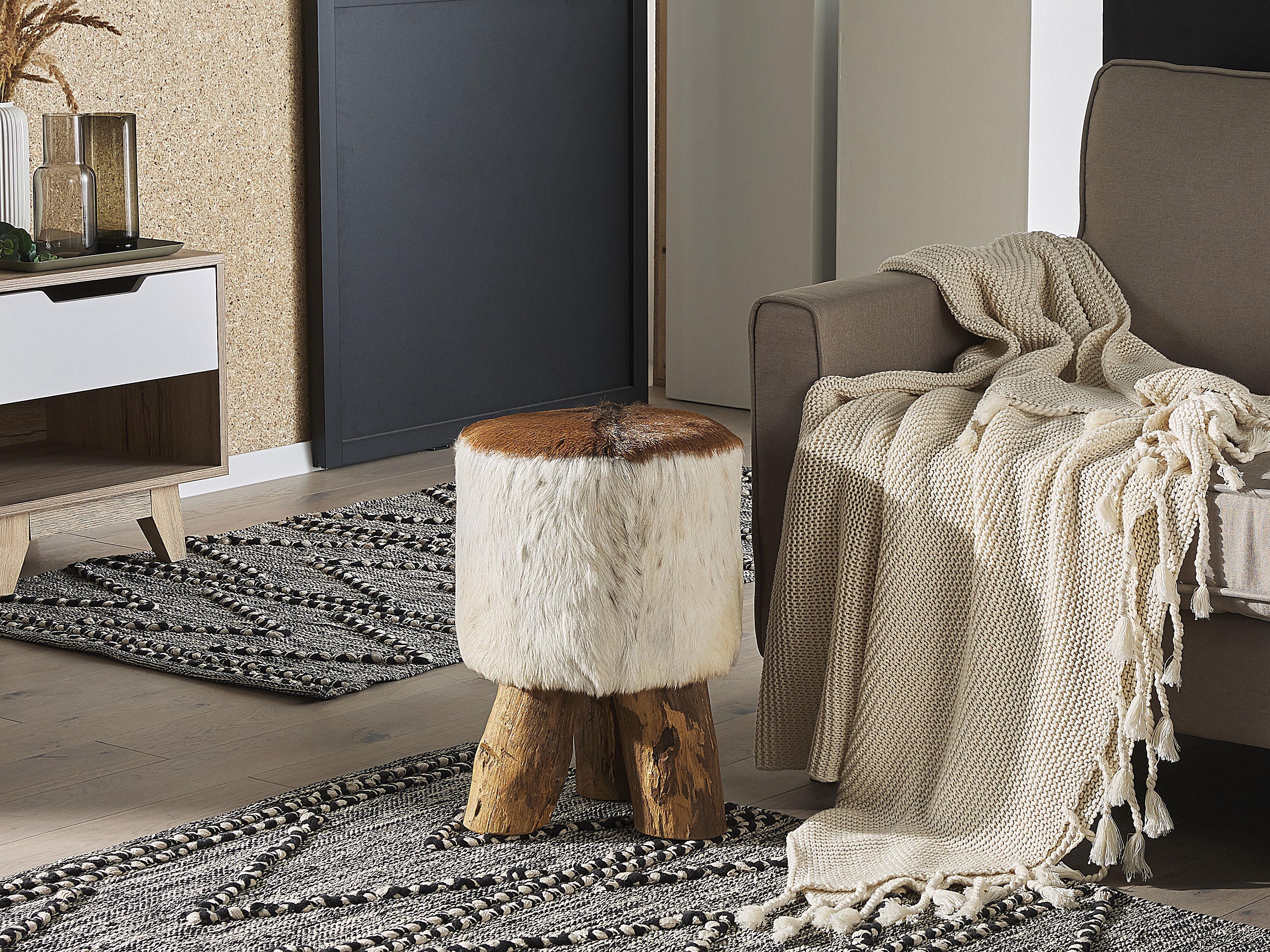 Footstool KENT Leather Golden Brown