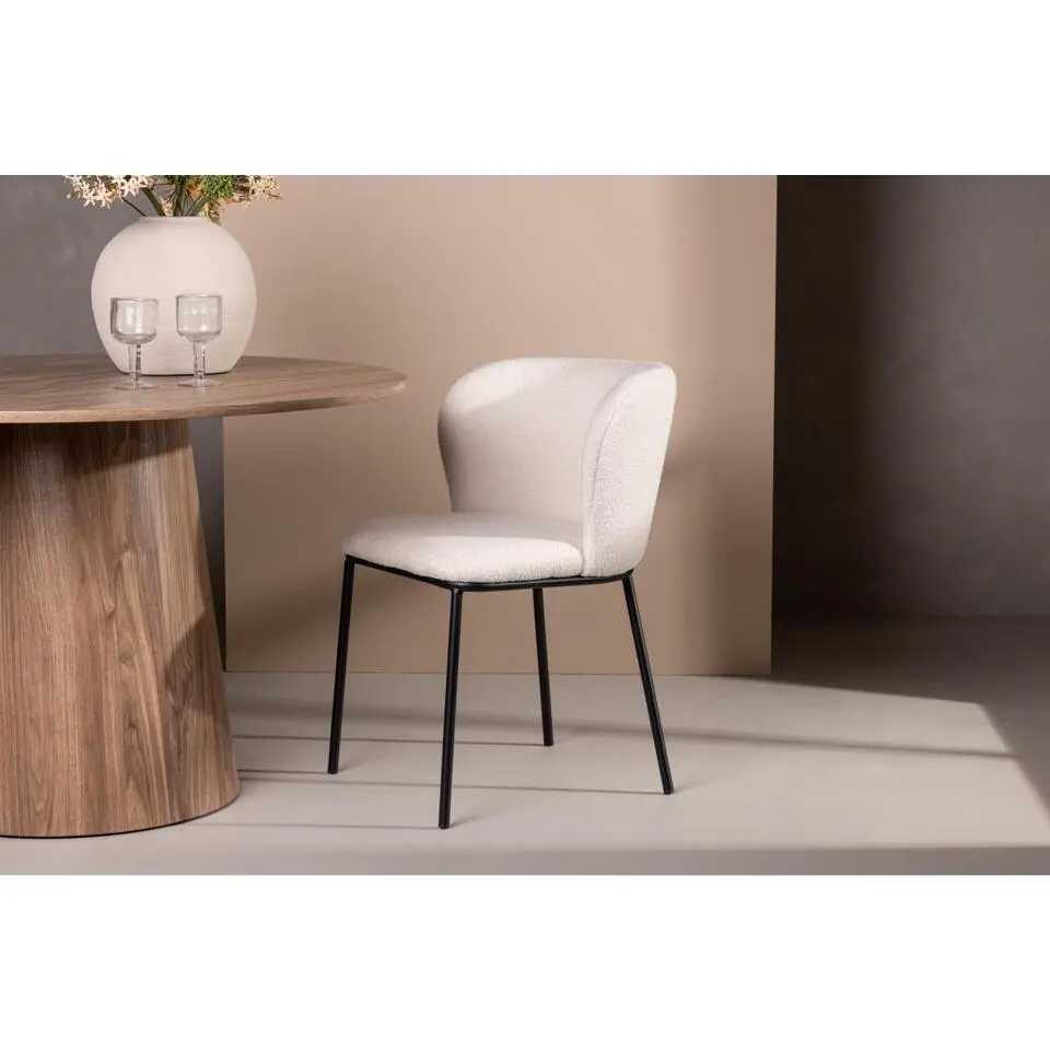 Svea - Lino eetkamerstoel - boucle - wit