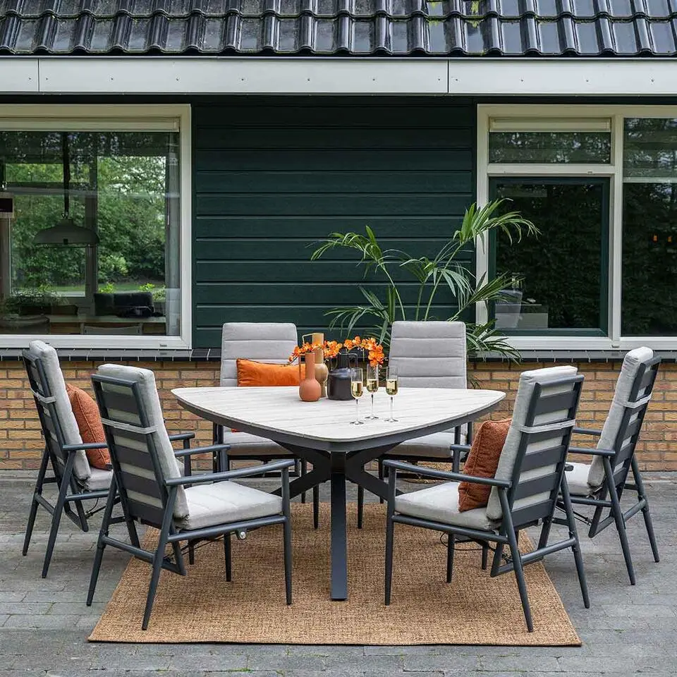 Edison tafel - triangelvorm - 170 cm-carbon black-light teak Vironwood