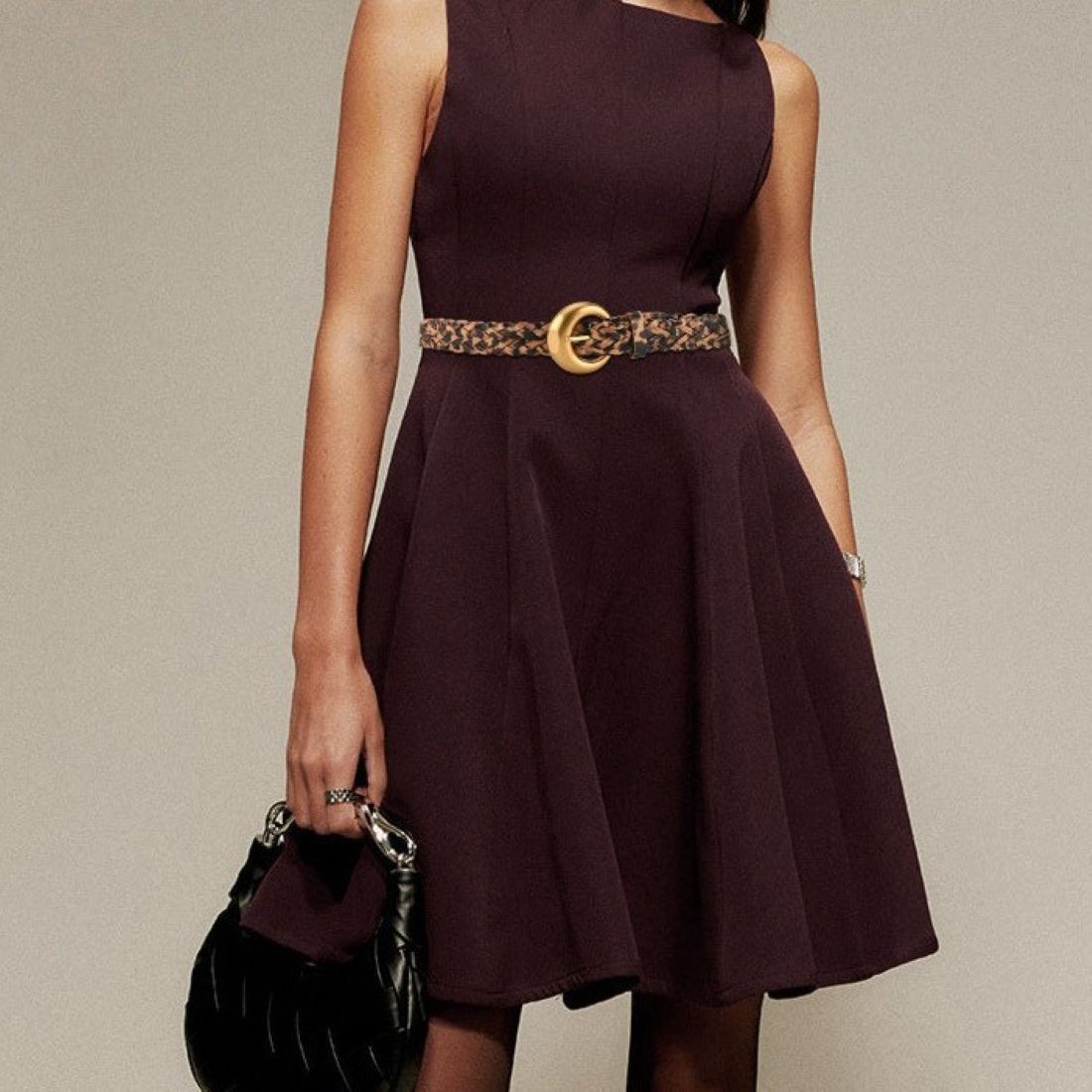 PEACH ACCESSORIES Woven Faux Leather Belt in Leopard